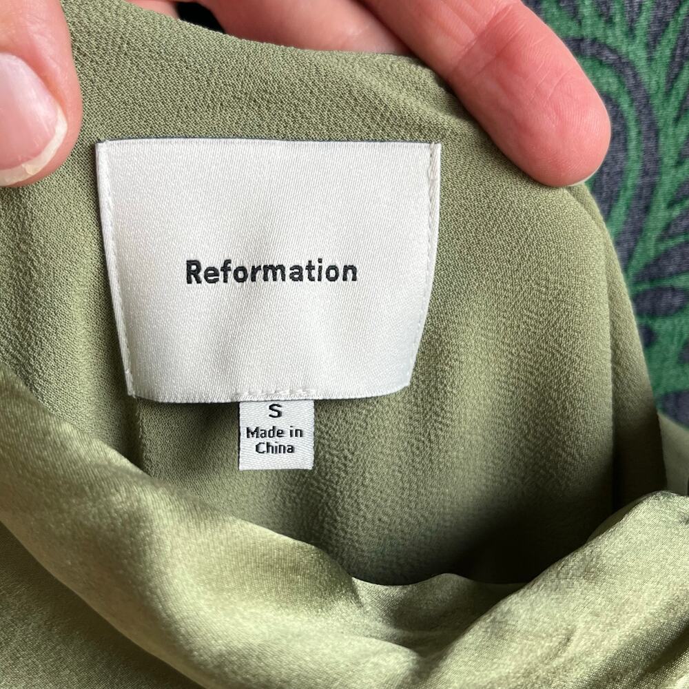 Reformation Yesenia Green 100% Silk Maxi Dress Size S - Picture 9 of 11
